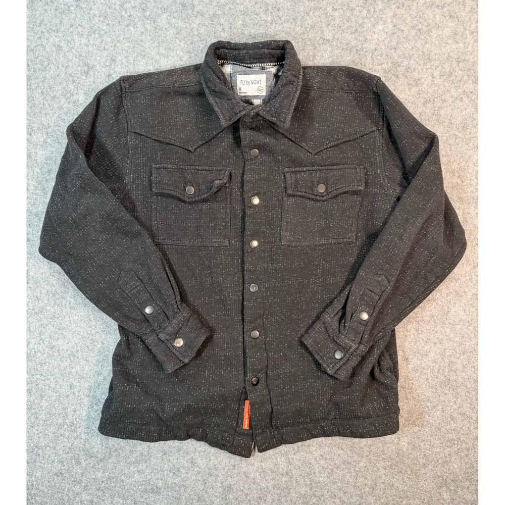 Fly by Night Dusk Till Dawn Mens Black Textured Western Snap Shirt Jacket Medium